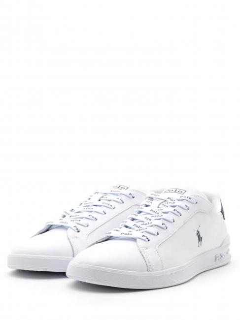 RALPH LAUREN HERITAGE COURT II NAPPA Baskets en cuir pour hommes blanc / marine newport pp - Chaussures Homme