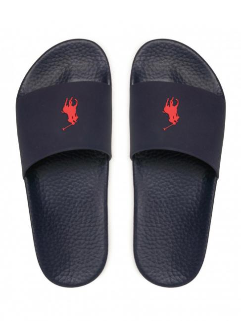 RALPH LAUREN POLO SLIDE Chaussons marine / pp rouge - Chaussures unisexe