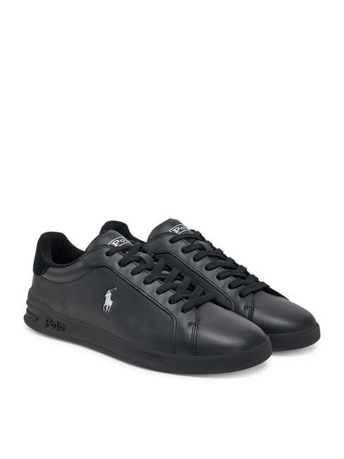 RALPH LAUREN HERITAGE COURT II  Baskets en cuir PP noir/gris doux - Chaussures unisexe