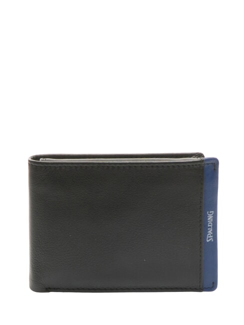 SPALDING STRIPE Portefeuille en cuir à rabat noir/marine - Portefeuilles Homme