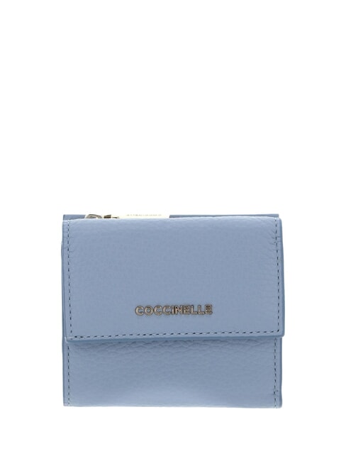 COCCINELLE METALLIC SOFT Portefeuille en cuir grainé brume bleue - Portefeuilles Femme