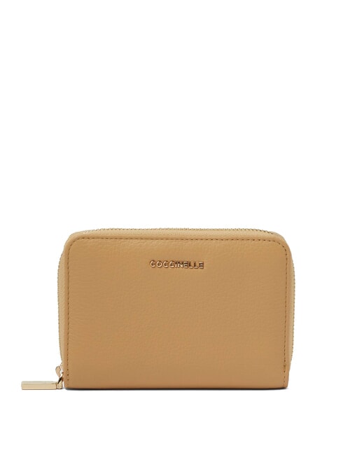 COCCINELLE METALLIC SOFT metallic soft portafoglio pelle martellata Portefeuille zippé beige frais - Portefeuilles Femme