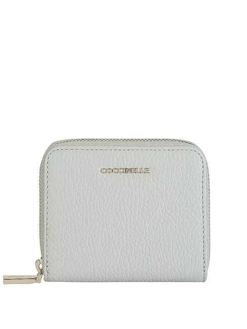 COCCINELLE METALLIC SOFT Petit portefeuille en cuir vert céladon - Portefeuilles Femme