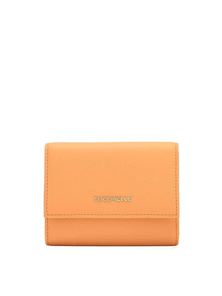 COCCINELLE METALLIC SOFT Petit portefeuille en cuir texturé lever du soleil - Portefeuilles Femme