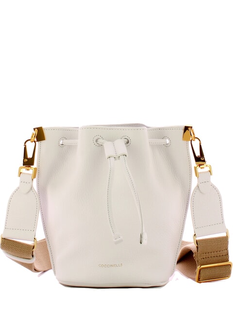 COCCINELLE HYLE Mini sac seau à bandoulière en cuir blanc brillant - Sacs pour Femme