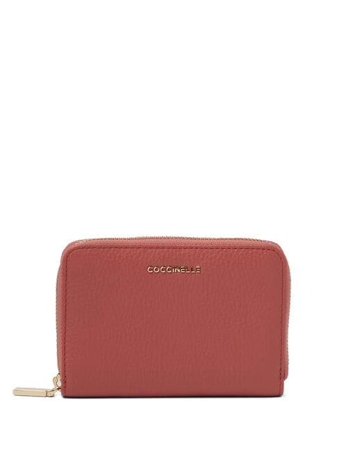 COCCINELLE METALLIC SOFT metallic soft portafoglio pelle martellata Portefeuille zippé pot - Portefeuilles Femme
