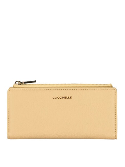 COCCINELLE METALLIC SOFT Porte-feuille en cuire beige frais - Portefeuilles Femme