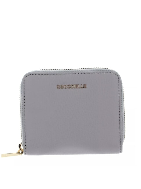 COCCINELLE METALLIC SOFT Petit portefeuille en cuir gris clair - Portefeuilles Femme