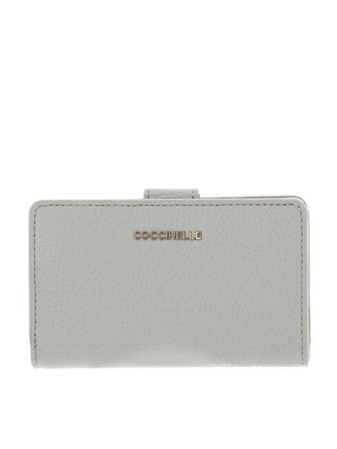 COCCINELLE METALLIC SOFT Portefeuille en cuir texturé vert céladon - Portefeuilles Femme