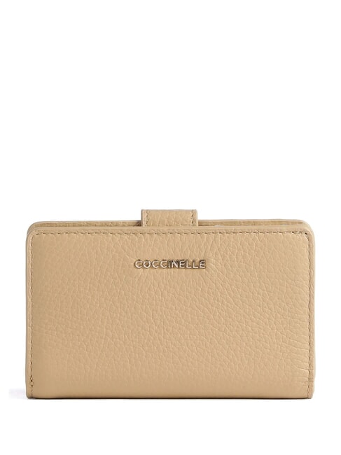 COCCINELLE METALLIC SOFT Portefeuille en cuir texturé beige frais - Portefeuilles Femme