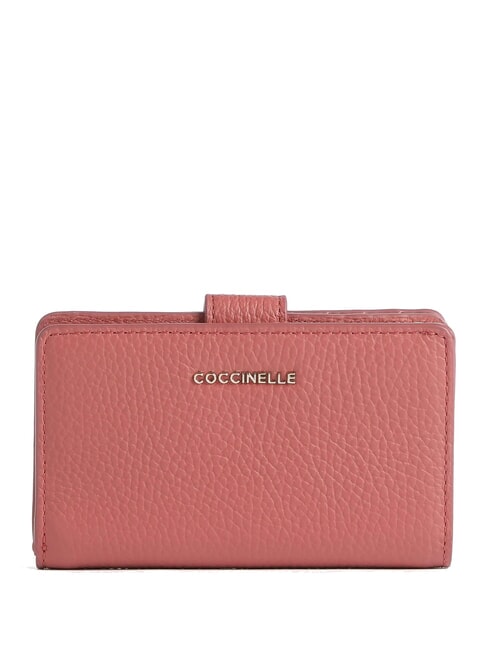 COCCINELLE METALLIC SOFT Portefeuille en cuir texturé pot - Portefeuilles Femme