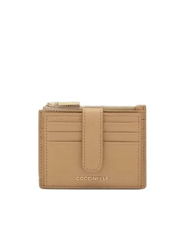 COCCINELLE METALLIC SOFT Portefeuille plat en cuir texturé beige frais - Portefeuilles Femme