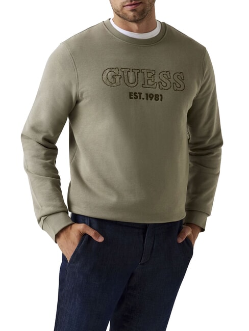 GUESS BEAU  Sweat-shirt à col rond vert moussu - Pulls molletonnés