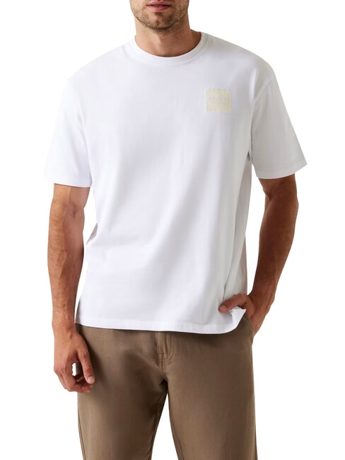 GUESS PATCH AT CHEST  T-shirt en coton blanc pur - T-shirt