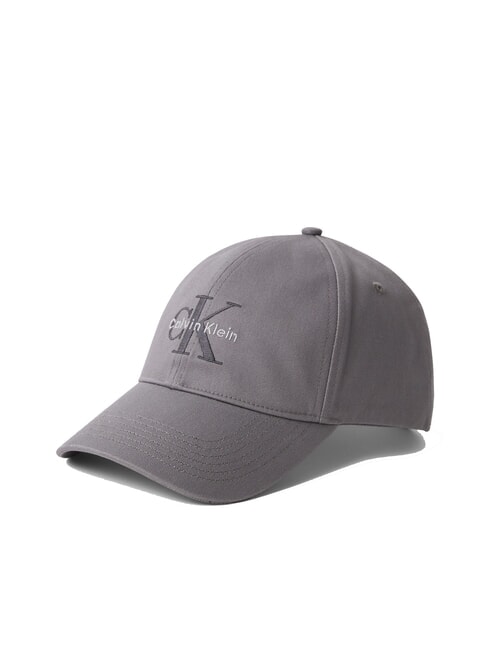 CALVIN KLEIN CKJ MONO LOGO Casquette de baseball en coton gris granit - Bonnets