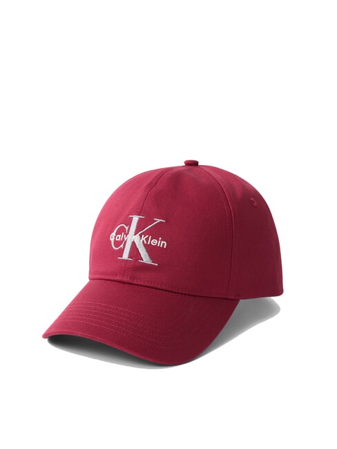 CALVIN KLEIN CKJ MONO LOGO Casquette de baseball en coton rouge profond - Bonnets