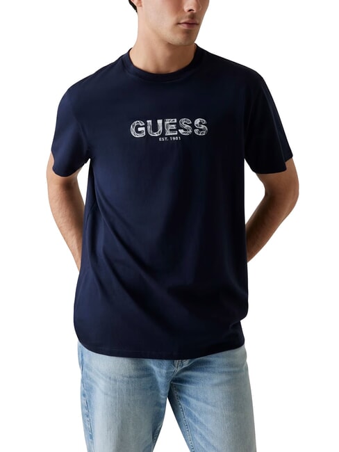 GUESS BSC EMBROIDERY LOGO T-shirt en coton avec logo brodé bleu intelligent multi - T-shirt
