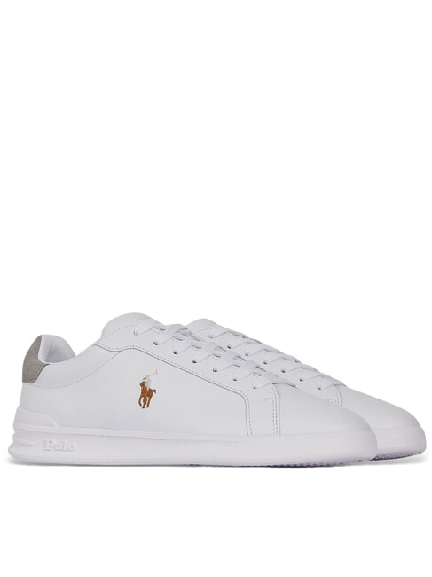 RALPH LAUREN HERITAGE COURT II  Baskets en cuir rl blanc/rl or - Chaussures Homme