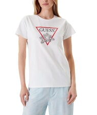 GUESS FLOWER BLING T-shirt avec imprim&eacute; et application blanc pur - T-shirt - 1