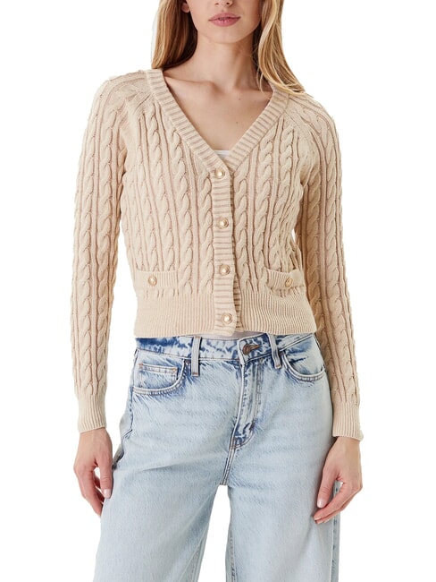 GUESS GISELLE Cardigan en maille torsadée avec boutons crème dissolvante - Chandails pour femmes