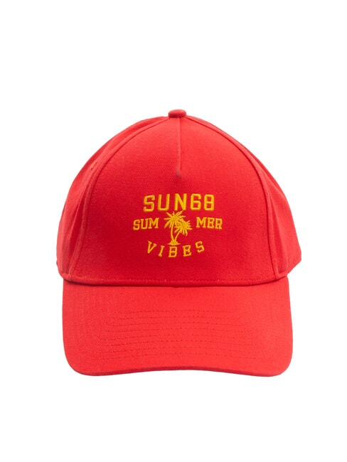 SUN68 LOGO Casquette de baseball rouge feu - Bonnets