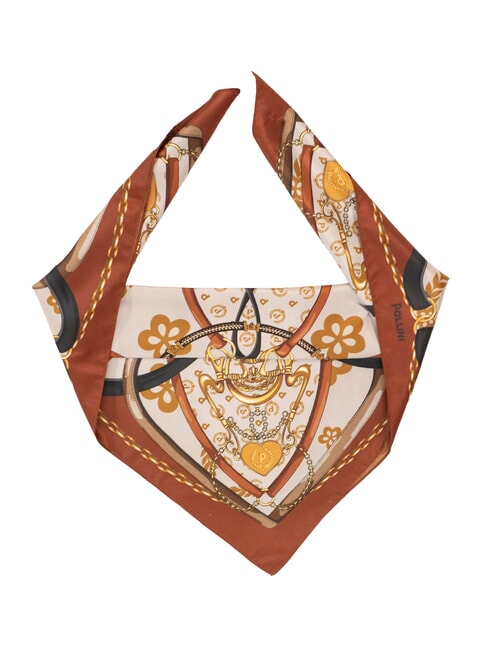 POLLINI HEARTS TWILL Foulard chaîne marron - Écharpes