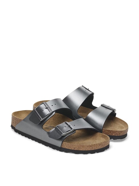 BIRKENSTOCK ARIZONA Sandale pantoufle métallique noir - Chaussures Femme