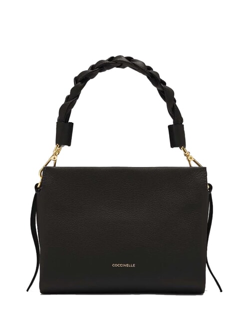 COCCINELLE BOHEME GRANA DOUBLE Sac à main, avec bandoulière, en cuir noir/cognac - Sacs pour Femme