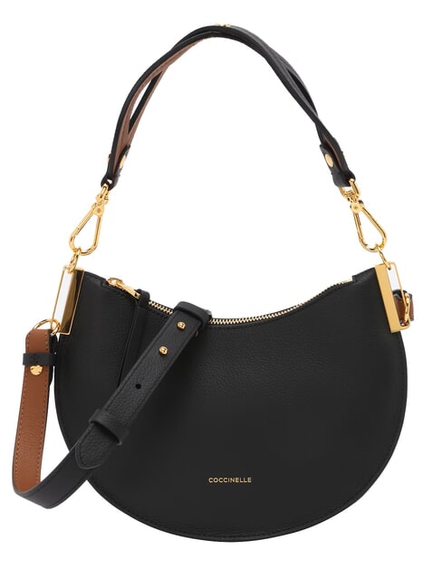 COCCINELLE SUNUP Sac à bandoulière noir/cognac - Sacs pour Femme