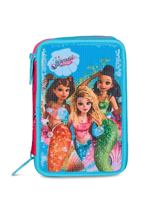 MERMAID M. FEVER Trousse à crayons 3 zips avec trousse scolaire Fluo turquoise - Étuis et Accessoires