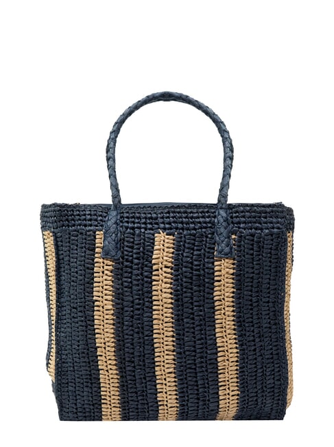 SUN68 RAFIA Sac de plage en raphia bleu marine/blanc crème - Sacs pour Femme