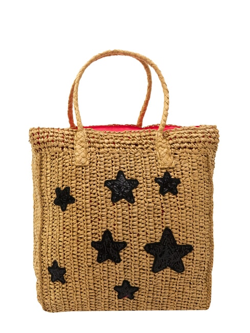 SUN68 RAFIA Sac de plage en raphia sable/cyclamen - Sacs pour Femme
