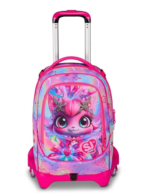 SJGANG CAT LED Sac à dos à roulettes amovible à 3 roues fuxiafluo - Sacs à dos à roulettes