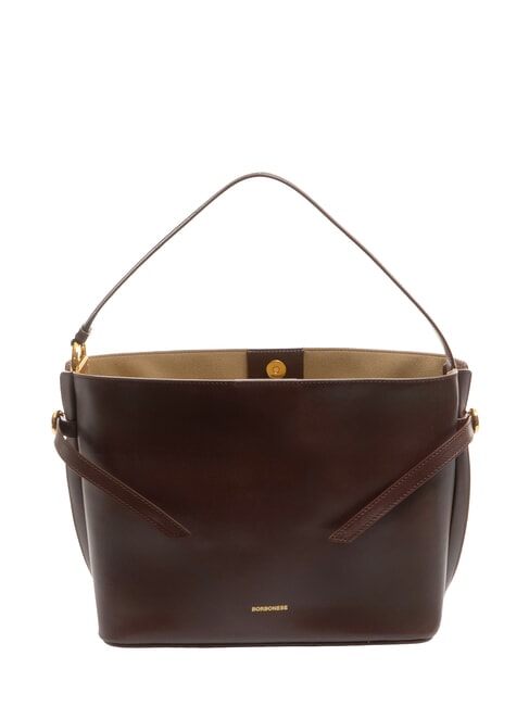 BORBONESE BRIDLE MEDIUM HOBO Sac à bandoulière en cuir châtaigne/champignon - Sacs pour Femme