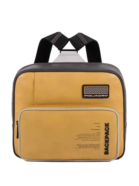 PIQUADRO ERMES Petit sac à dos en cuir, support ipad 11 jaune - Sacs à dos pour ordinateur portable