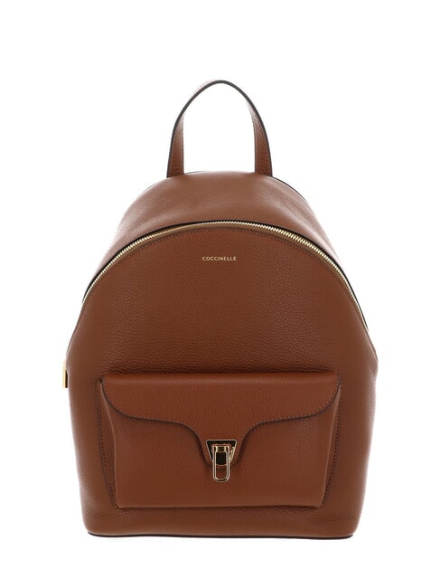 COCCINELLE BEAT GENERATIO Sac à dos en cuir martelé Cognac - Sacs pour Femme