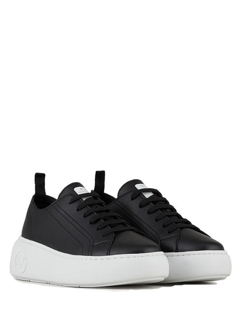 ARMANI EXCHANGE SUPER ACTION Baskets en cuir avec plateforme Noir / noir - Chaussures Femme