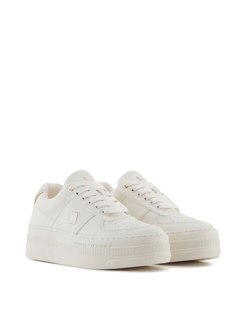 ARMANI EXCHANGE JANE Baskets à plateforme blanc cassé + or pâle - Chaussures Femme