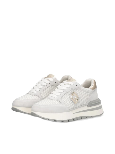 LIUJO AMAZING 25 Baskets en daim et mesh blanc cassé/or clair - Chaussures Femme