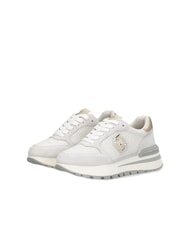 LIUJO AMAZING 25 Baskets en daim et mesh blanc cass&eacute;/or clair - Chaussures Femme - 1