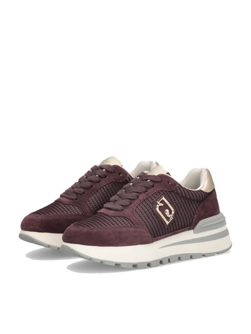 LIUJO AMAZING 25 Baskets en daim et mesh cramoisi/or clair - Chaussures Femme