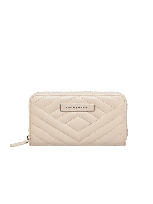 ARMANI EXCHANGE WOMAN Portefeuille matelassé à fermeture éclair mirage rose - Portefeuilles Femme