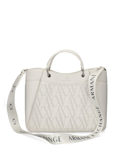 ARMANI EXCHANGE WAVE Grand sac à main perforé blanc brillant - Sacs pour Femme