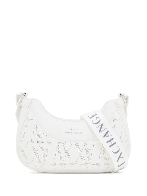 ARMANI EXCHANGE WAVE Sac à bandoulière perforé de taille moyenne blanc brillant - Sacs pour Femme