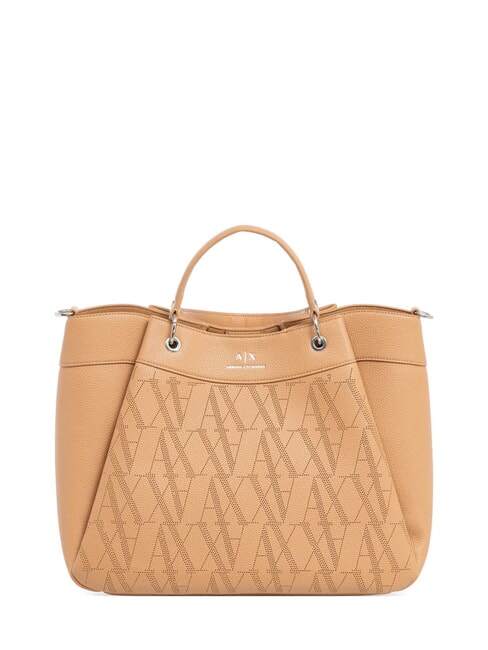 ARMANI EXCHANGE WAVE Grand sac à main perforé rose camel - Sacs pour Femme