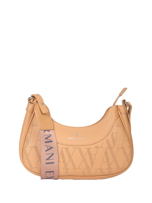 ARMANI EXCHANGE WAVE Sac à bandoulière perforé de taille moyenne rose camel - Sacs pour Femme