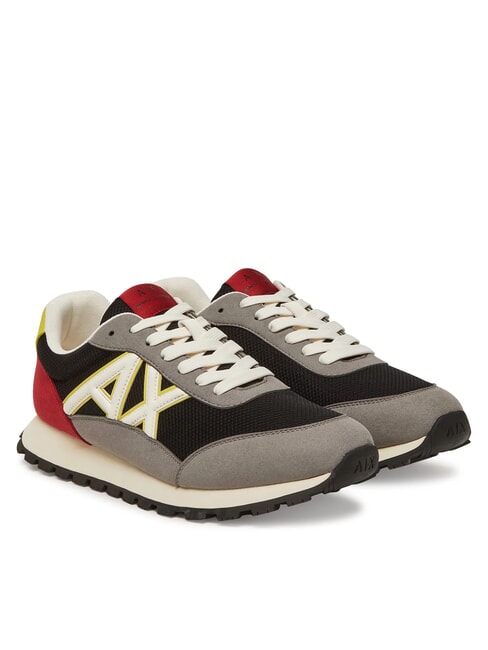 ARMANI EXCHANGE A|X Baskets gris neutre + noir + jaune - Chaussures Homme