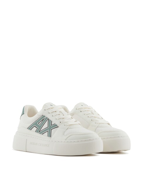 ARMANI EXCHANGE A|X Baskets avec logo contrasté blanc cassé + vert foncé - Chaussures Femme
