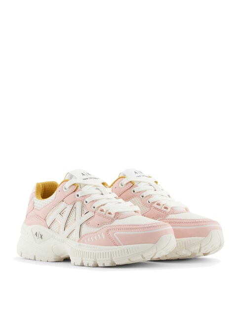 ARMANI EXCHANGE A|X Baskets épaisses avec empiècements en mesh rose clair + blanc cassé - Chaussures Femme