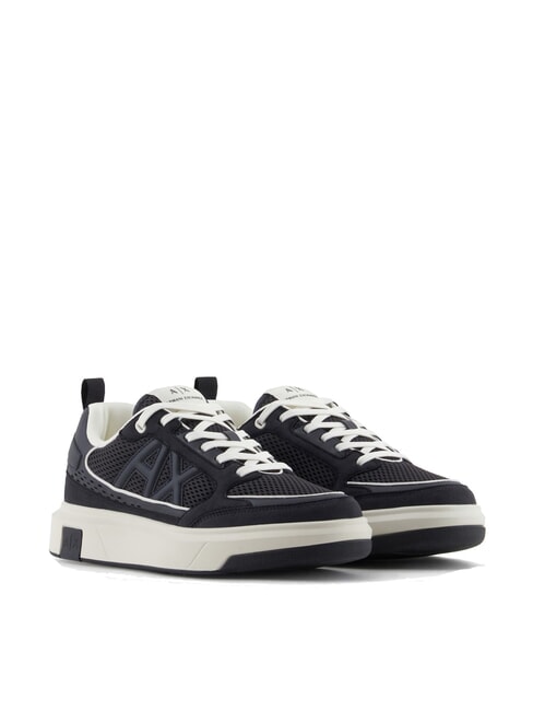 ARMANI EXCHANGE A|X Baskets avec empiècements en mesh et logo bleu marine profond + blanc cassé - Chaussures Homme
